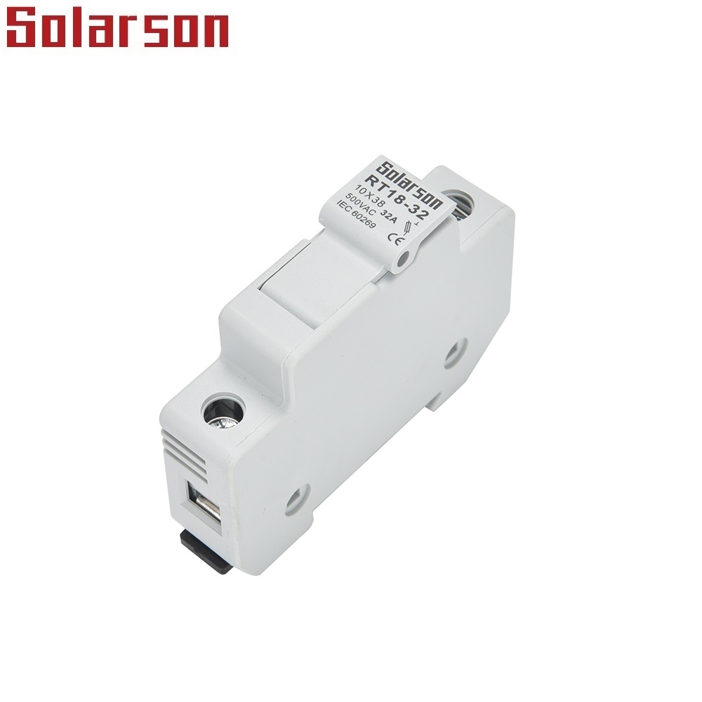 10x38mm DIN Rail Mounted Fuse Holder 500VAC 32A, DIN Rail Mounted Fuse
